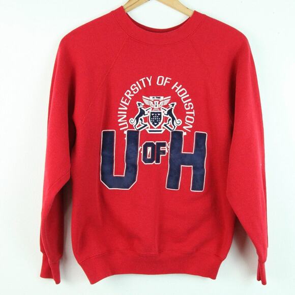 Vintage Other - Vintage 60s 70s Artex University of Houston Flocked Sweatshirt Red S College